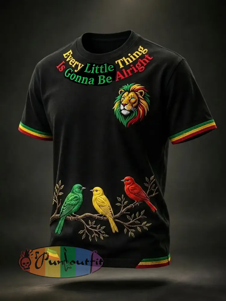 Men’s Retro Reggae-Themed Casual T-Shirt - As picture · S
