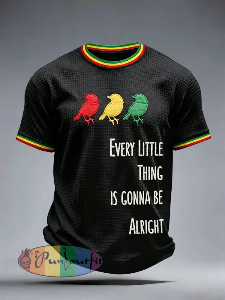 Men’s Reggae Music Waffle T-Shirt - Black · S