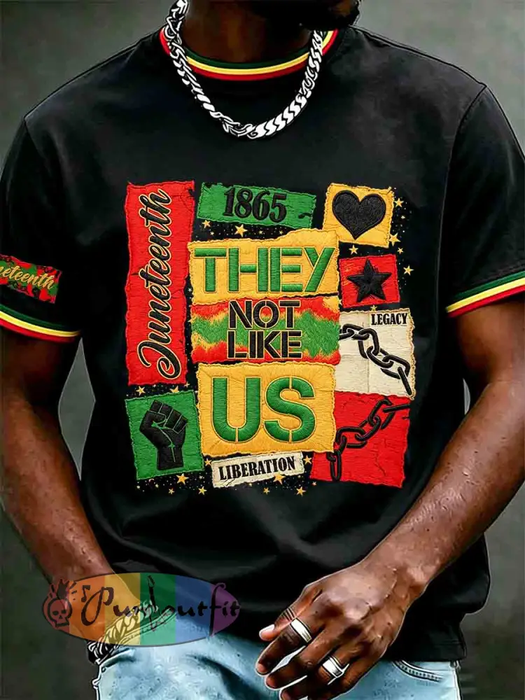 Men’s Juneteenth They Not Like Us Since 1865 Print Casual Short Sleeve T-shirt - Black · S