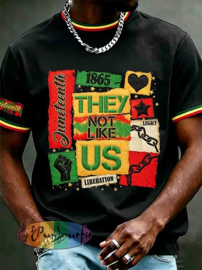 Men’s Juneteenth They Not Like Us Since 1865 Print Casual Short Sleeve T-shirt - Black · S