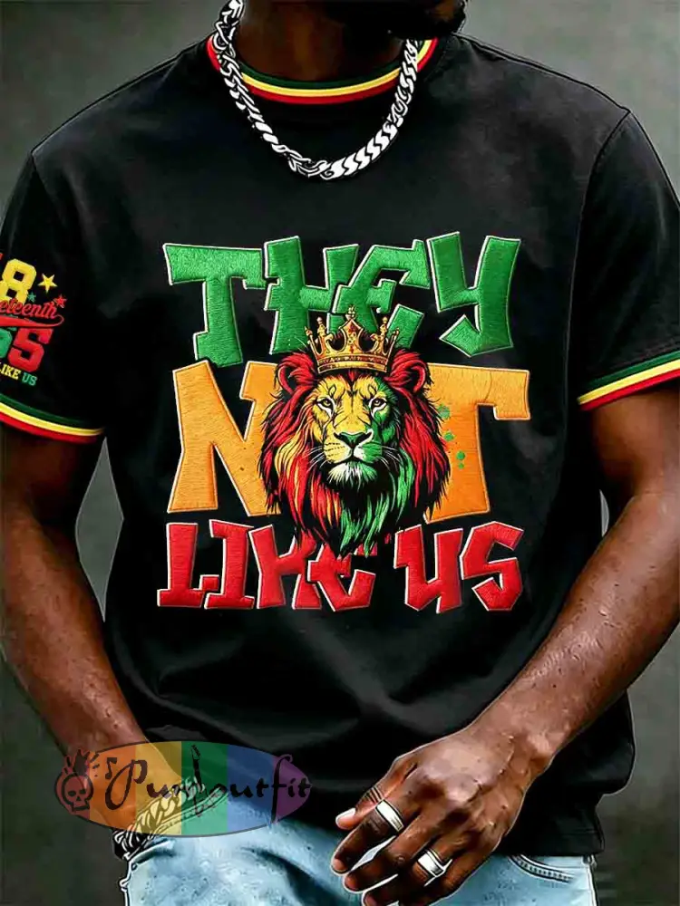Men’s Juneteenth They Not Like Us Since 1865 Print Casual Short Sleeve T-shirt - Black · S