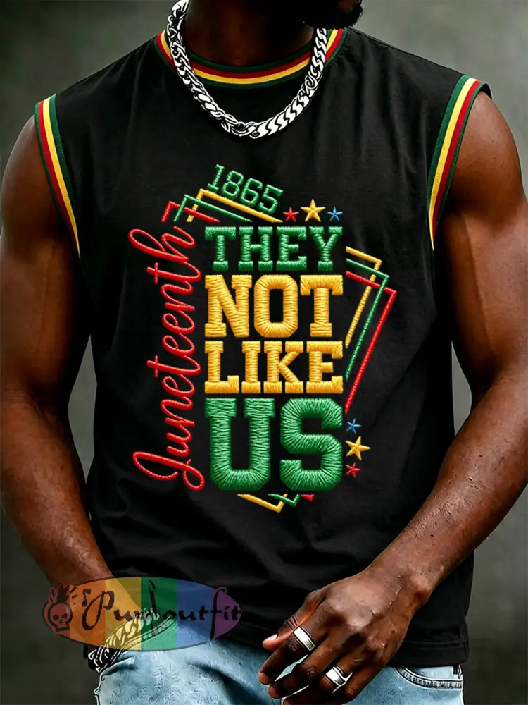 Men’s Juneteenth They Not Like Us Since 1865 Print Casual Vest - Black · S