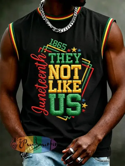 Men’s Juneteenth They Not Like Us Since 1865 Print Casual Vest - Black · S