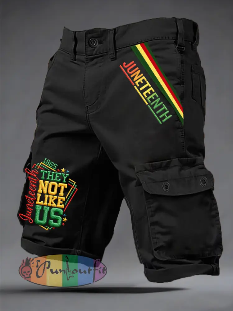 Men’s Juneteenth They Not Like Us Since 1865 Print Casual Shorts - Black · S