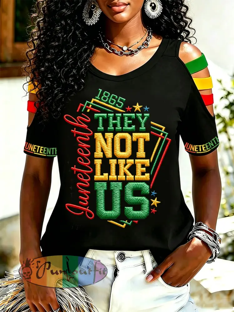 Printed Juneteenth They Not Like Us Since 1865 Print Casual Top - Black · S