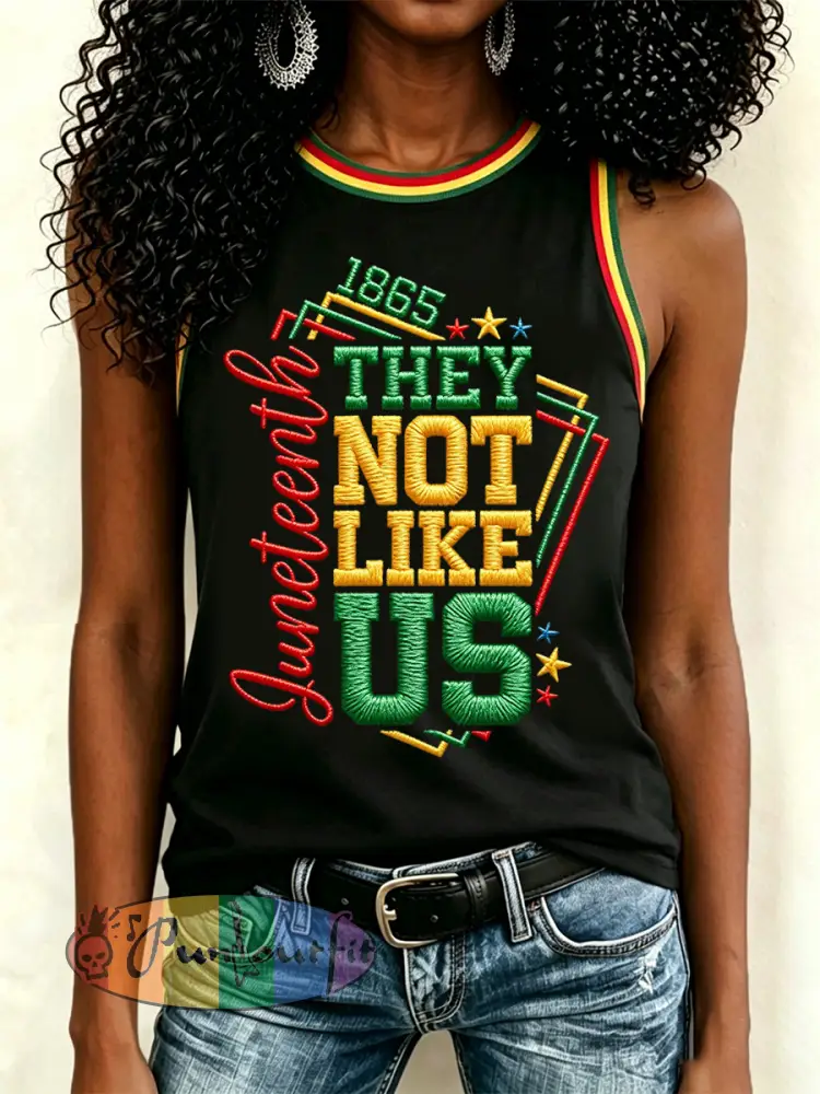 Women’s Juneteenth They Not Like Us Since 1865 Print Casual Vests - Black · S