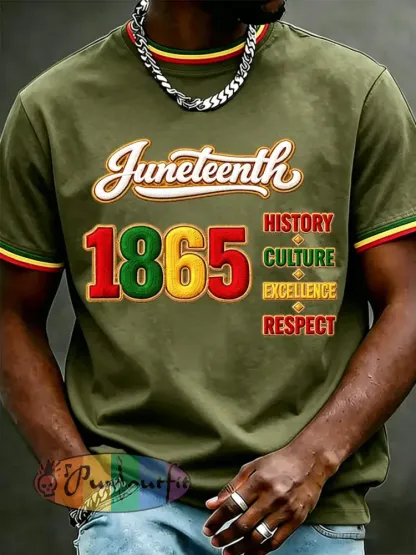 Men’s Juneteenth Print Casual Tee - Army Green · S