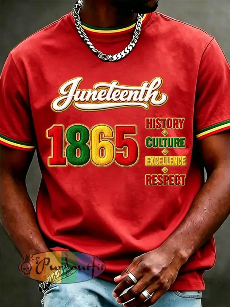Men’s Juneteenth Print Casual Tee - Red · S