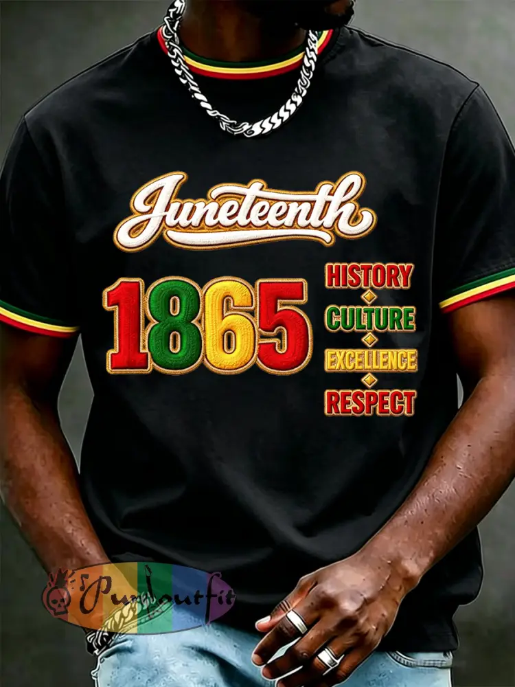 Men’s Juneteenth Print Casual Tee - Black · S