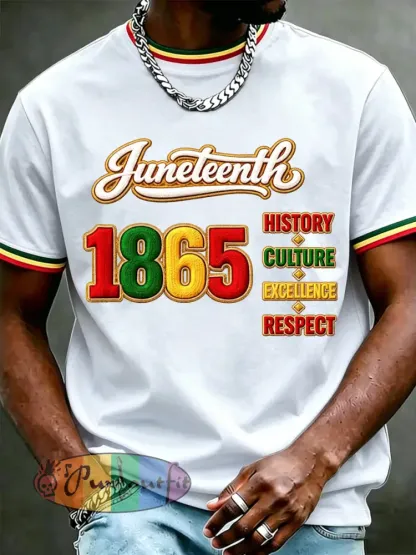 Men’s Juneteenth Print Casual Tee - White · S