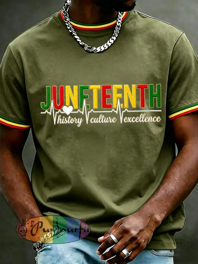 Men’s Juneteenth Print Casual Tee - Army Green · S