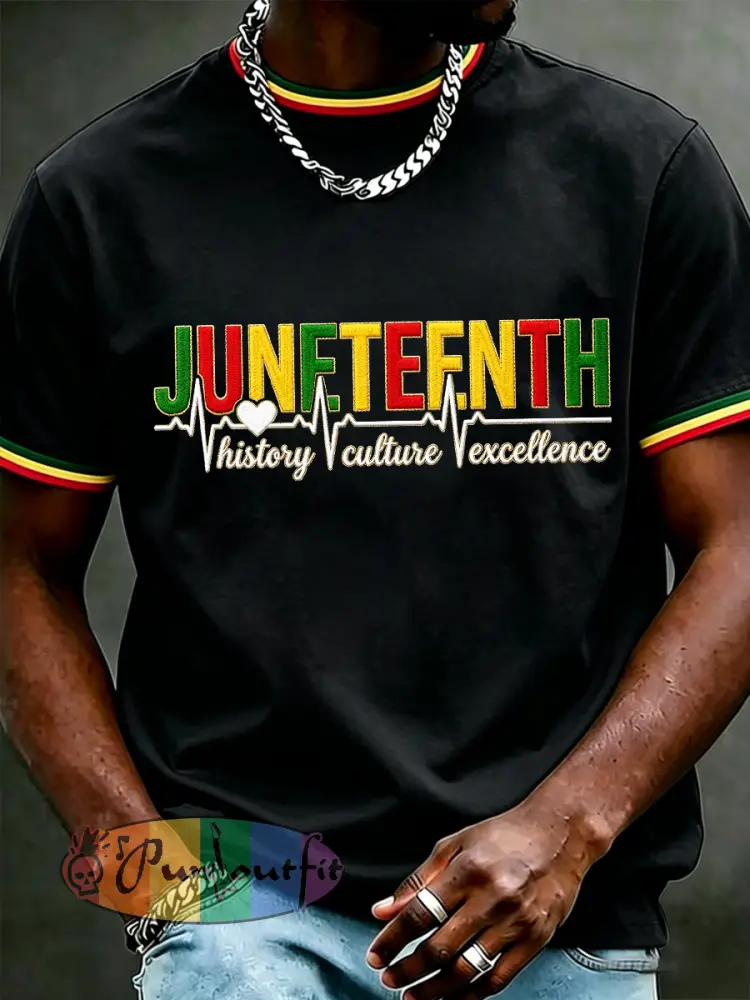Men’s Juneteenth Print Casual Tee - Black · S