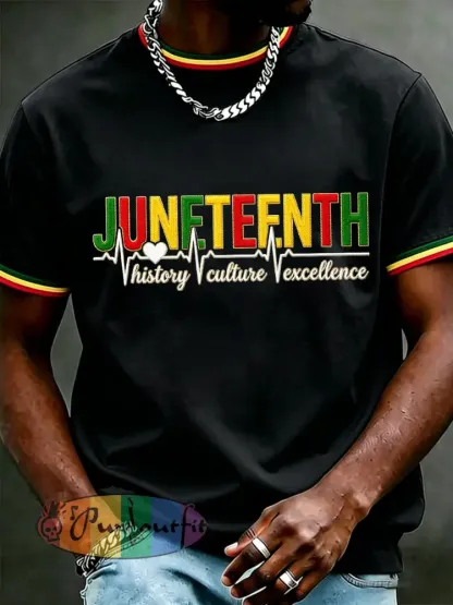 Men’s Juneteenth Print Casual Tee - Black · S