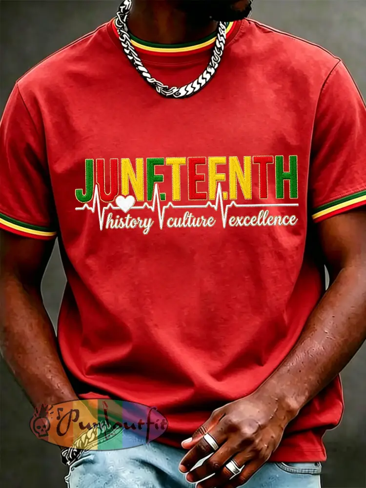 Men’s Juneteenth Print Casual Tee - Red · S