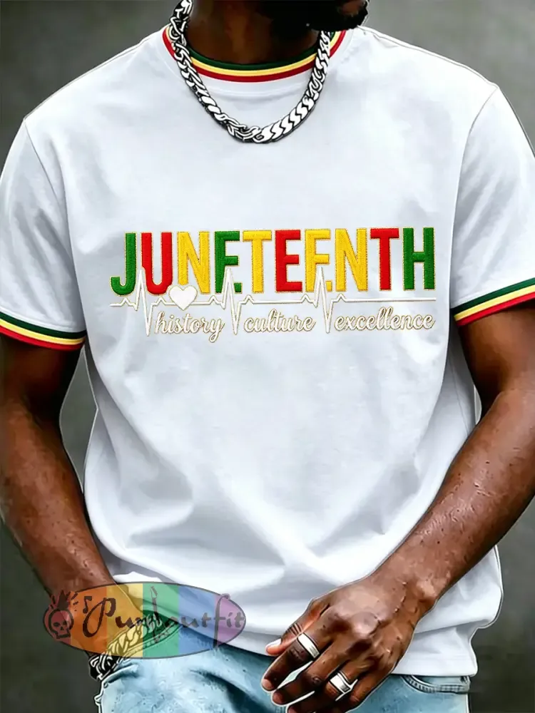 Men’s Juneteenth Print Casual Tee - White · S