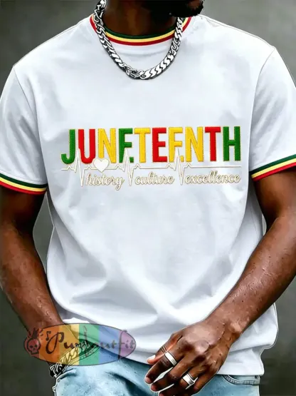 Men’s Juneteenth Print Casual Tee - White · S