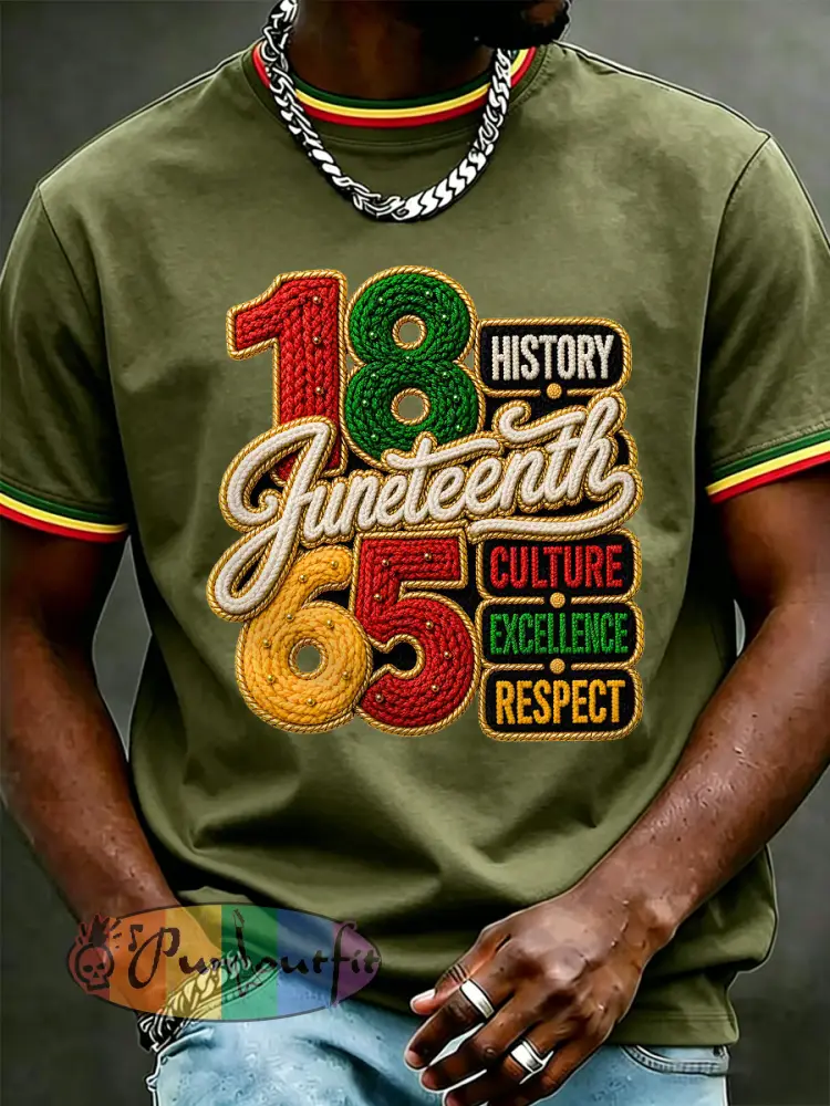 Men’s Juneteenth 1865 Print Casual Tee - Army Green · S