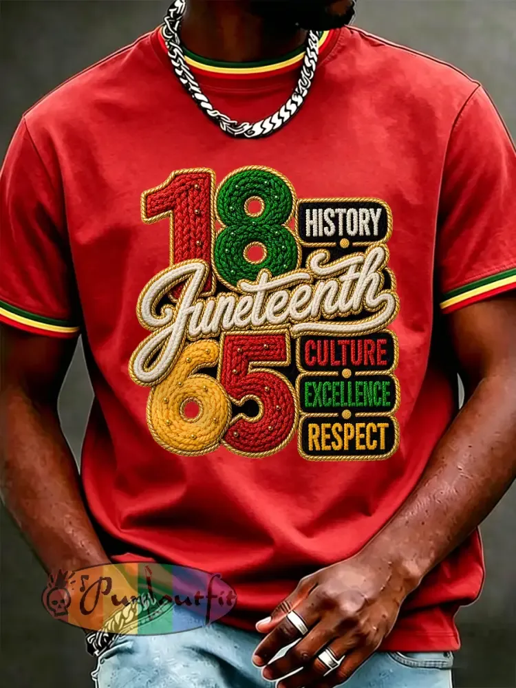Men’s Juneteenth 1865 Print Casual Tee - Red · S