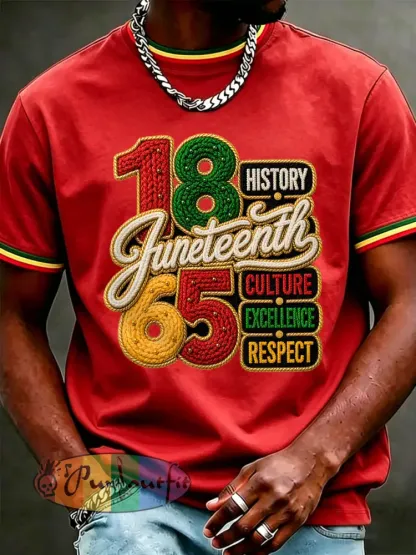 Men’s Juneteenth 1865 Print Casual Tee - Red · S