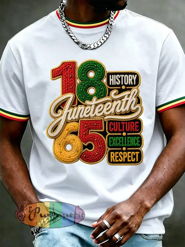 Men’s Juneteenth 1865 Print Casual Tee - White · S