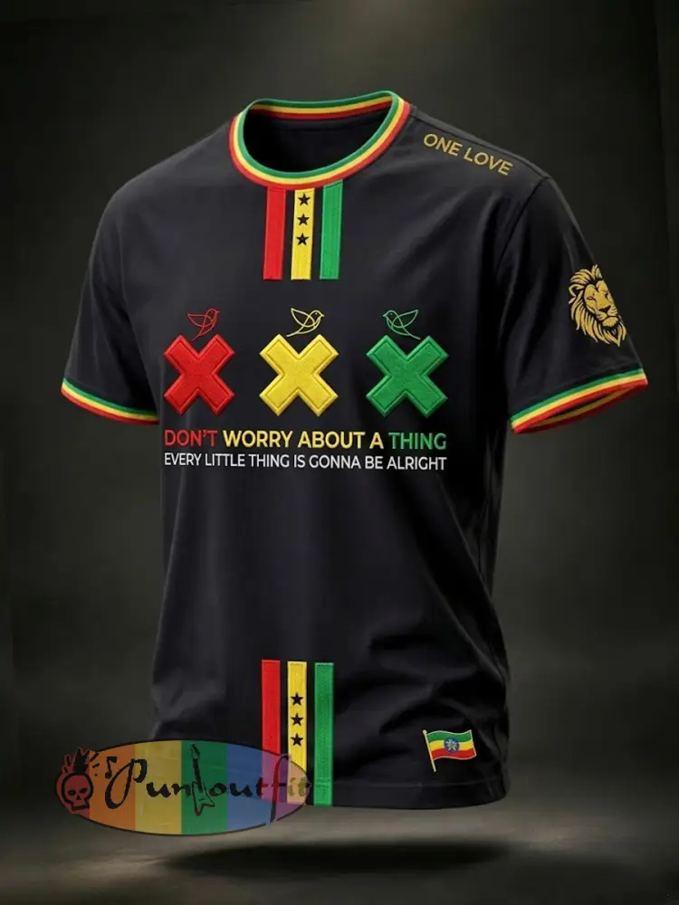Retro Reggae Music Lover’s Artistic Casual T-Shirt - As picture · S