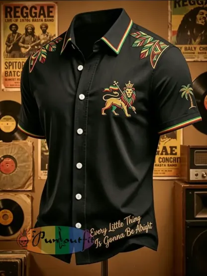 Retro Reggae-Themed Artistic Casual Shirt - As picture · S
