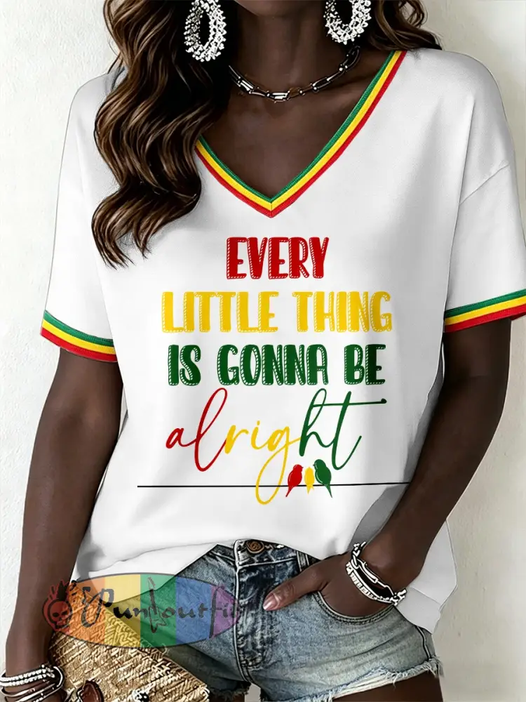 Women’s Reggae Music V-Neck T-Shirt - White · S