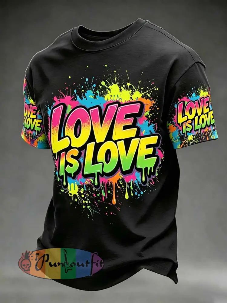 Men’s Fashion Graffiti Rainbow Print T-Shirt - As picture · S