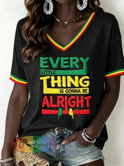 Women’s Reggae Music V-Neck T-Shirt - Black · S