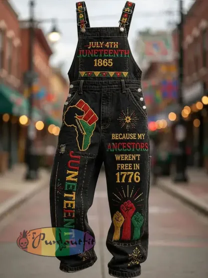 Men’s Juneteenth Print Casual Jumpsuit - Black · S