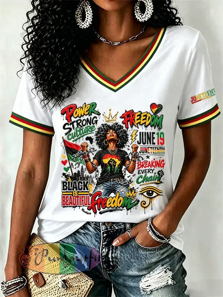 Women’s Juneteenth 1865 Print Casual Short Sleeve T-shirt - White · S