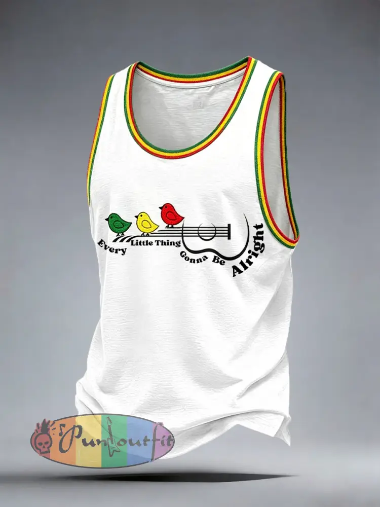 Men’s Reggae Music Tank Top - White · S