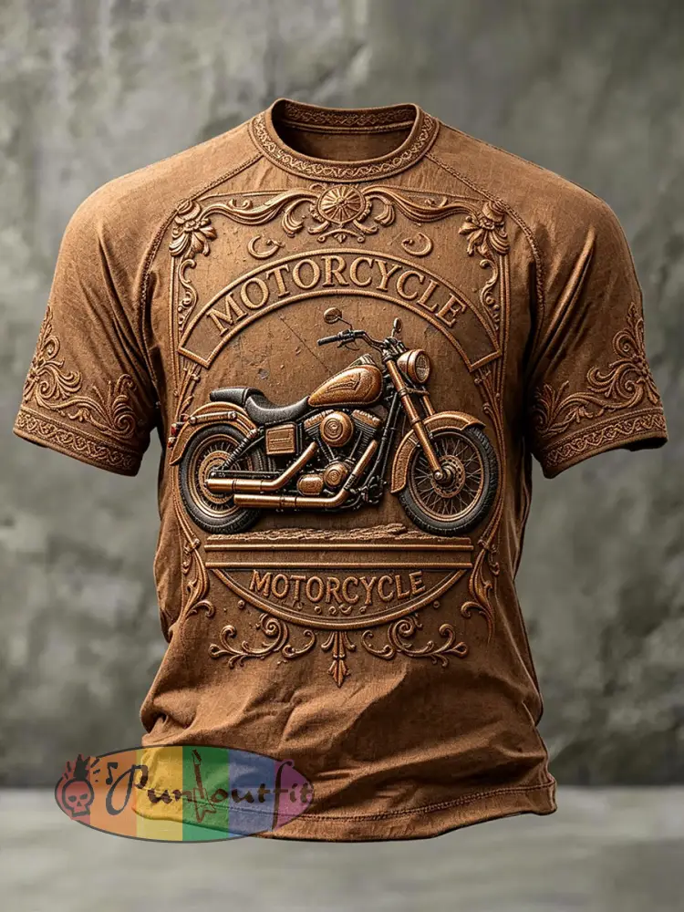 Men’s Vintage Motorcycle T-Shirts - Brown · S