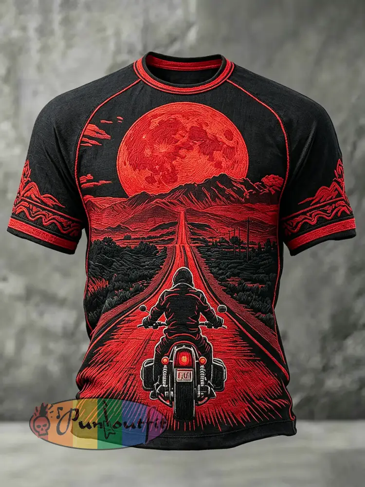 Men’s Vintage Motorcycle T-Shirts - Black-Red · S