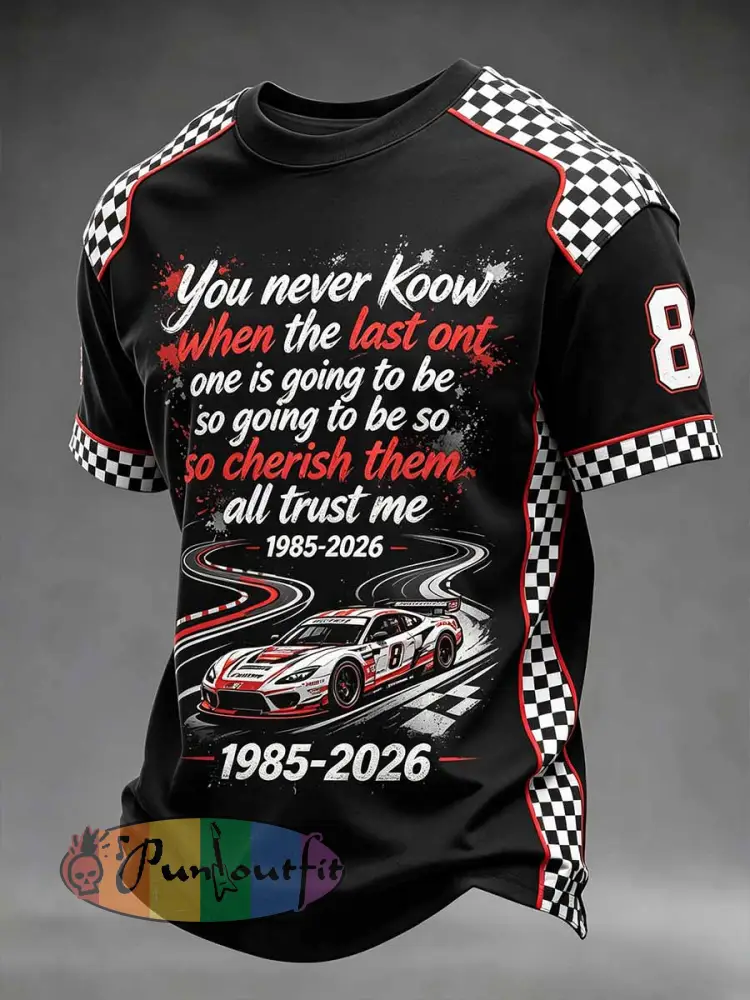 Men’s Commemorative Racing Driver Pattern Print Casual T-Shirt - As picture · S
