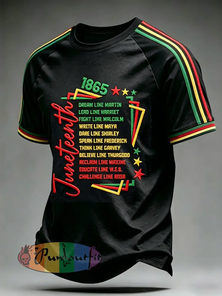 Men’s Juneteenth 1865 Print Casual Short Sleeve T-shirt - Black · S