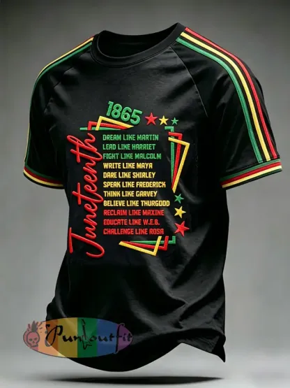 Men’s Juneteenth 1865 Print Casual Short Sleeve T-shirt - Black · S
