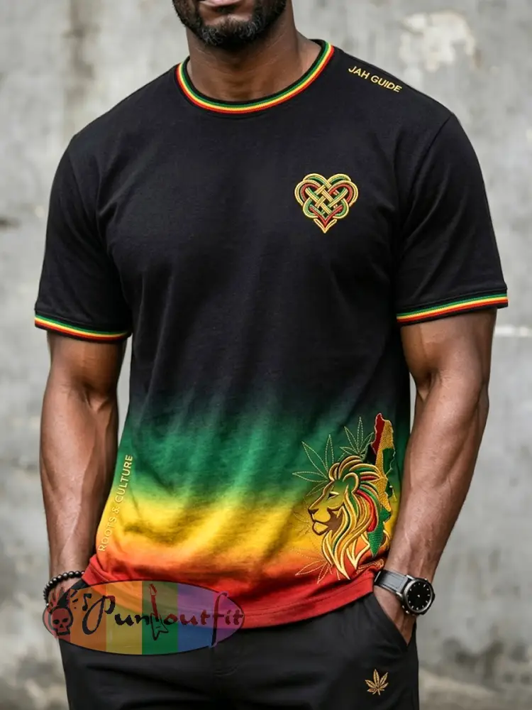Casual Gradient T-Shirt for Retro Reggae Music Fans - As picture · S