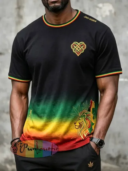 Casual Gradient T-Shirt for Retro Reggae Music Fans - As picture · S