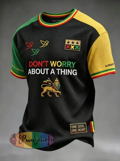 Retro Reggae Music Lover’s Artistic Casual Waffle-Weave T-Shirt - As picture · S