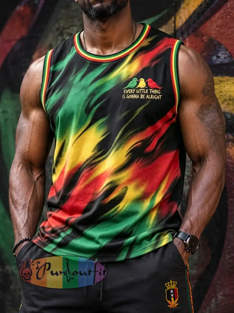Retro Reggae-Themed Artistic Casual Sleeveless Tank Top - As picture · S