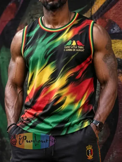 Retro Reggae-Themed Artistic Casual Sleeveless Tank Top - As picture · S