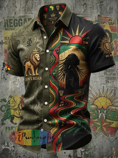 Patchwork Casual Shirt for Retro Reggae Fans - As picture · S