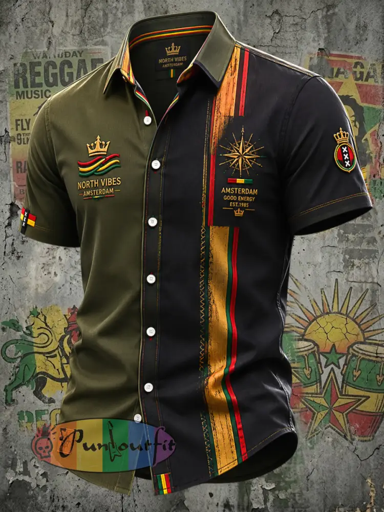 Retro Reggae-Themed Casual Shirt for Fans - As picture · S
