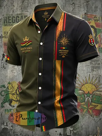 Retro Reggae-Themed Casual Shirt for Fans - As picture · S