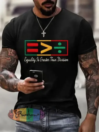 Men’s Equality Is Greater Than Division Short-sleeved T-shirt - Black · S