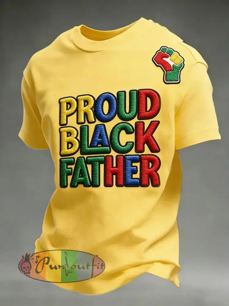 Men’s Juneteenth Print Casual Tee - Yellow · S