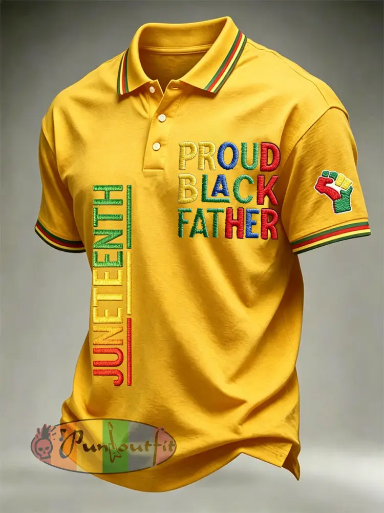Men’s Juneteenth Print Casual Polo - Yellow · S