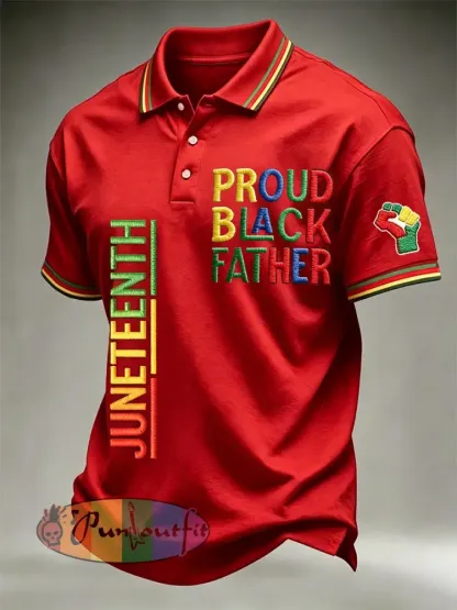 Men’s Juneteenth Print Casual Polo - Red · S