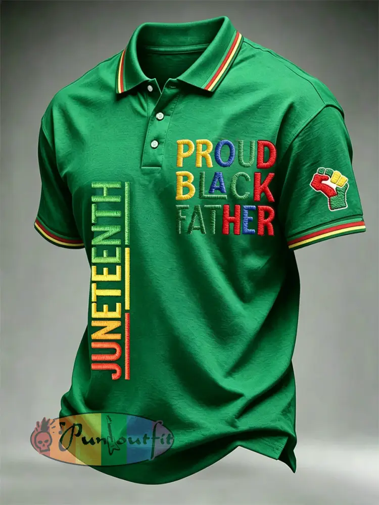 Men’s Juneteenth Print Casual Polo - Green · S